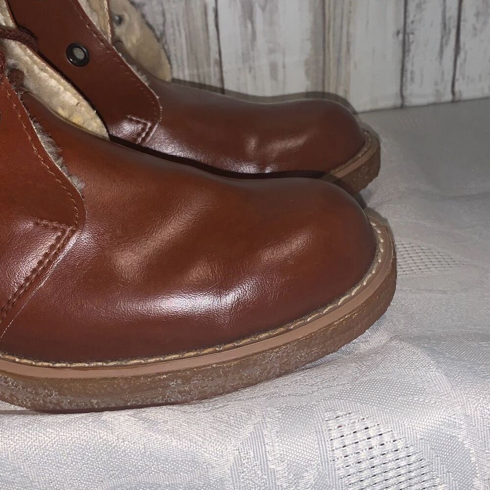 NWOT Vintage Sears Cognac Brown Shearling Boots Women’s Size 8.5‎ B - Picture 4 of 15